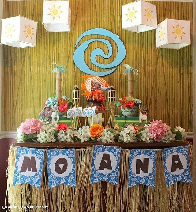 Fiesta infantil tematica de moana hawaiana