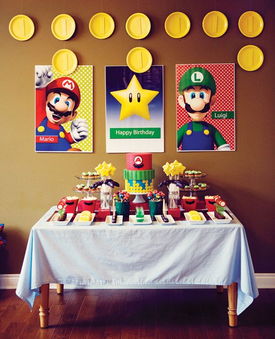 Decoración de mesas principales de Super Mario Bros