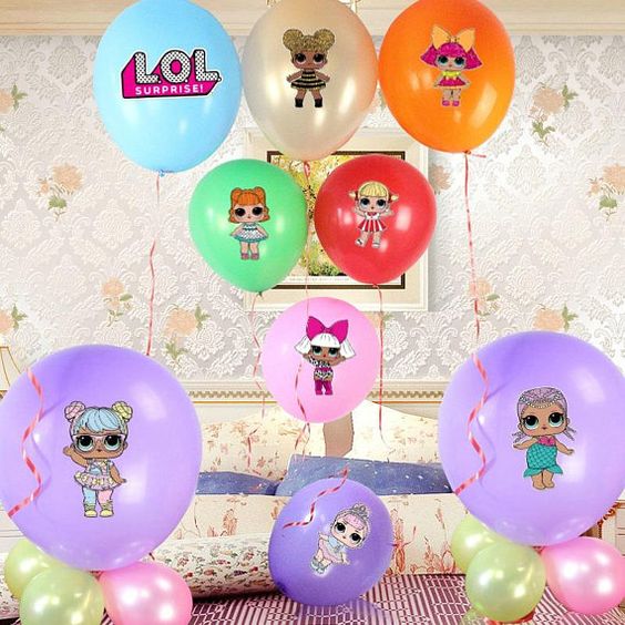 decoracion con globos fiesta niña tema muñecas lol