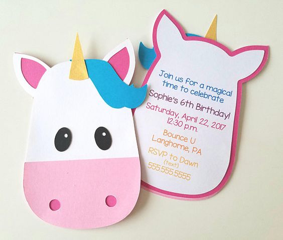 invitaciones sencillas para fiesta de unicornio