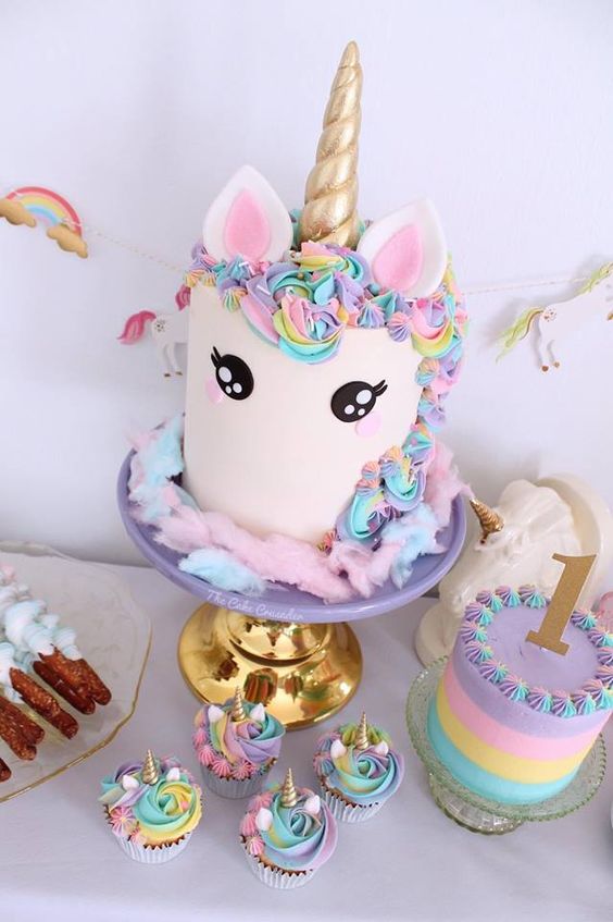 Cupcakes para fiesta de unicornio