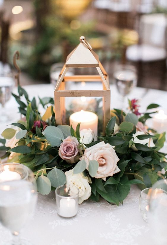 Centros de mesa con velas para boda