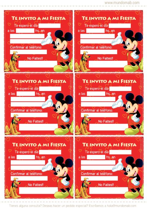 invitaciones de mickey mouse para imprimir