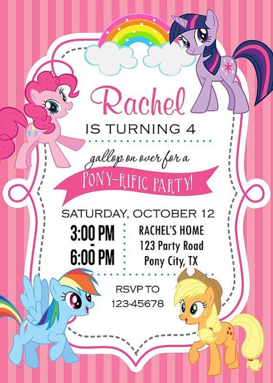 Invitaciones para fiesta de my little pony