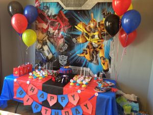 Decoración para fiesta de Transformers