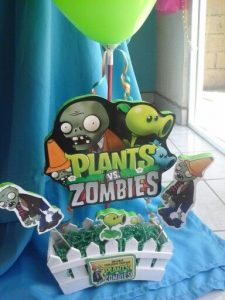 ideas de centros de mesa para un cumpleaños de plants vs zombies