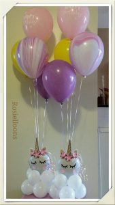 centro de mesa con globos para fiesta unicornio (3)