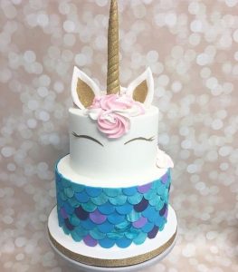 pastel de 2 pisos para fiesta infantil de unicornio (2)
