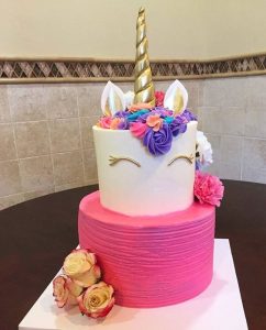pastel de 2 pisos para fiesta infantil de unicornio (3)