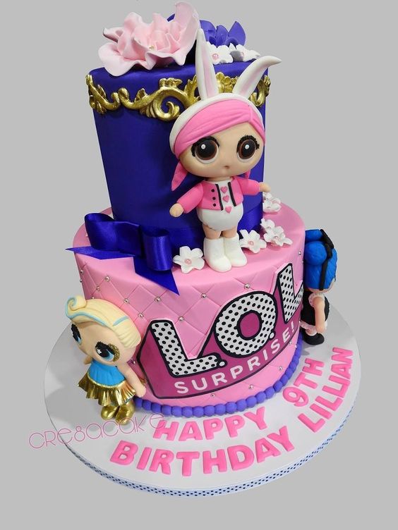 two-story pastel nina birthday cake dolls theme lol (1)