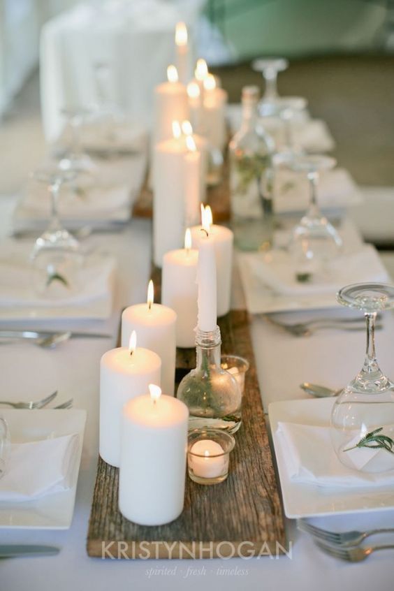 Centros de mesa minimalistas con velas